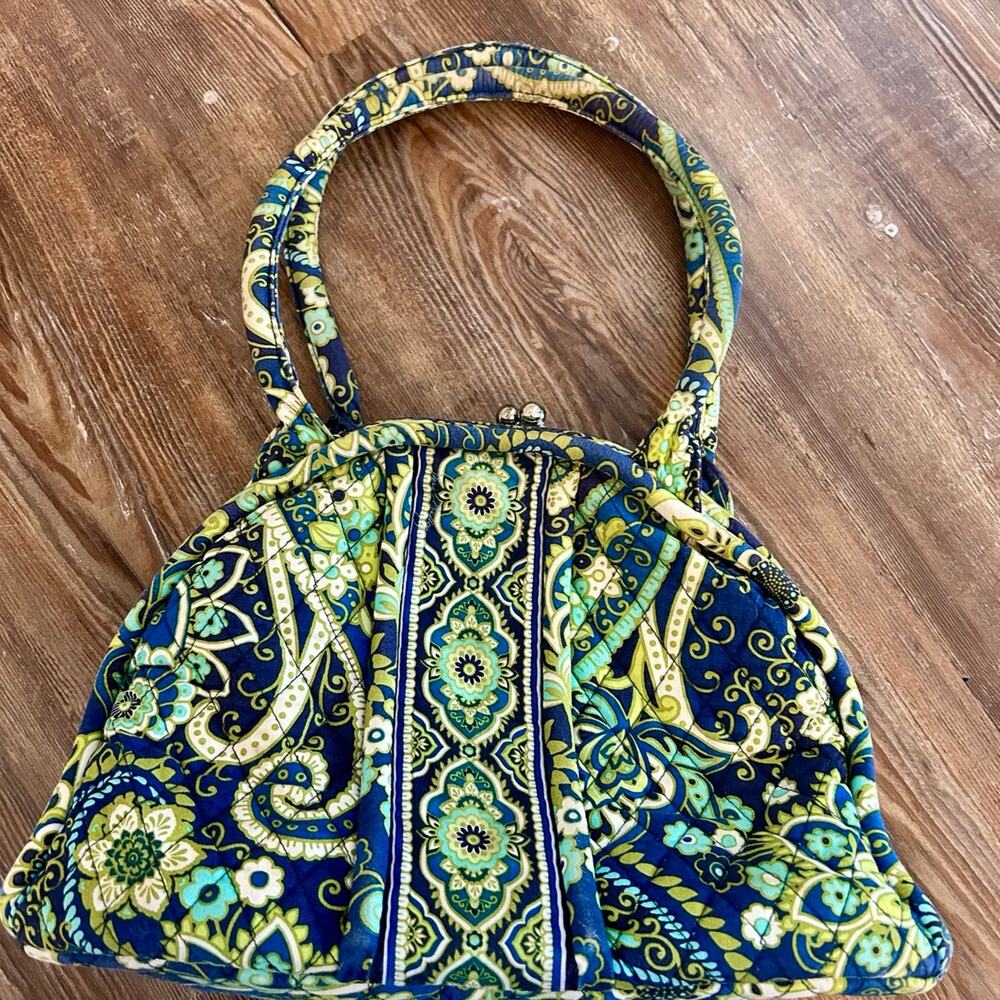 Vera Bradley Eloise Kiss Lock Multi Compartment Purse in Rhythm & Blues Pattern